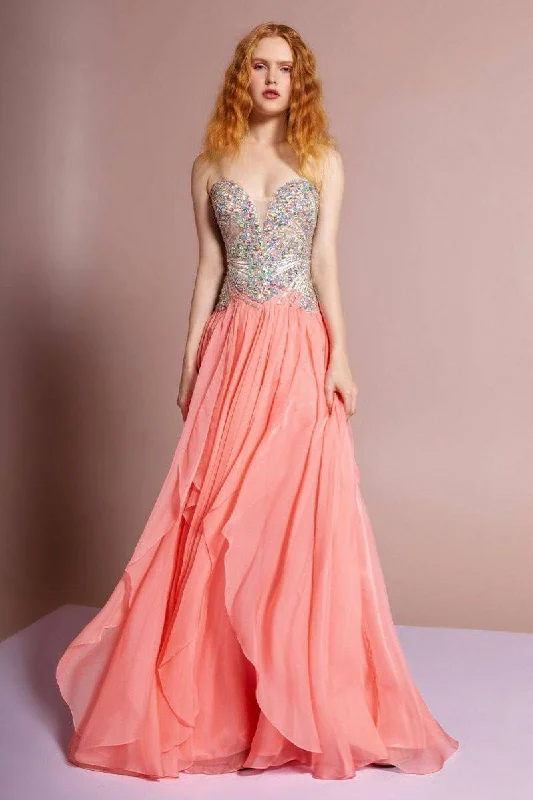 floral wrap dressStrapless Sweetheart Chiffon with Sequin Embellished Bodice Long Prom Dress GLGL2092