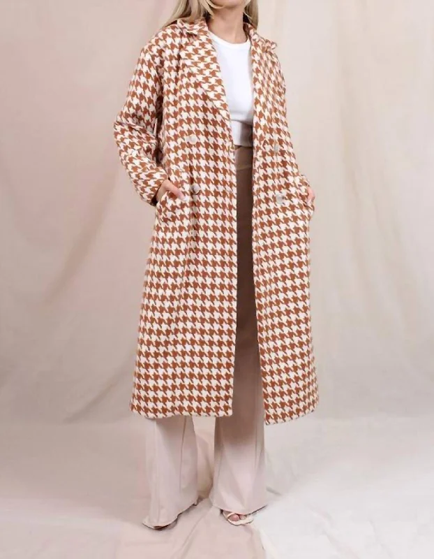 Warm Wishes Long Coat In Rust/ivory