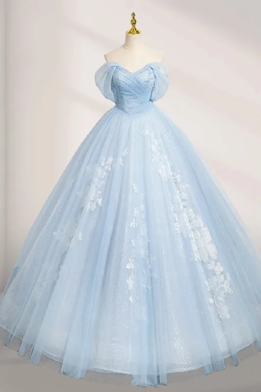 summer dressOff The Shoulder A-Line Tulle Appliques Quinceanera Dresses