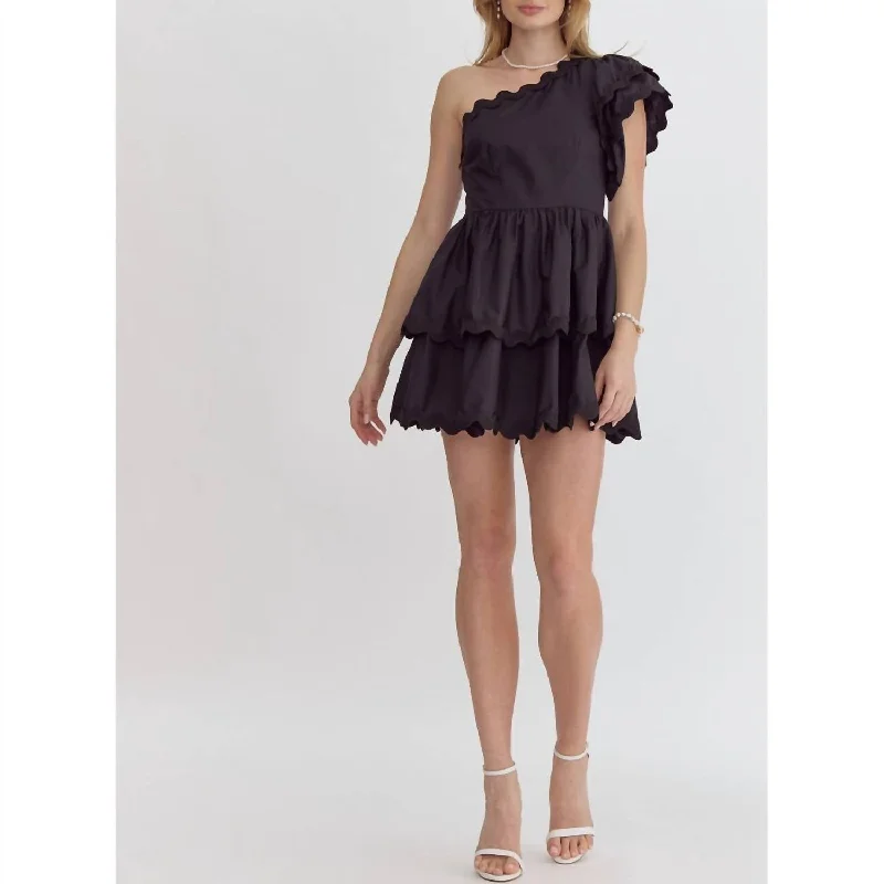 sophisticated dressEntro - One-Shouldered Mini Dress