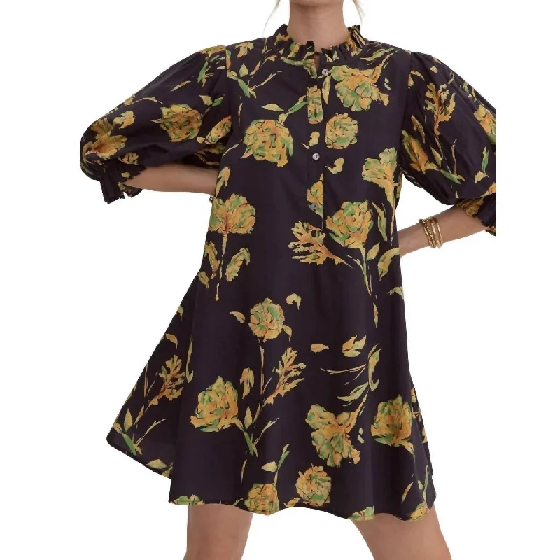 elegant dressEntro - Floral Shirt Dress