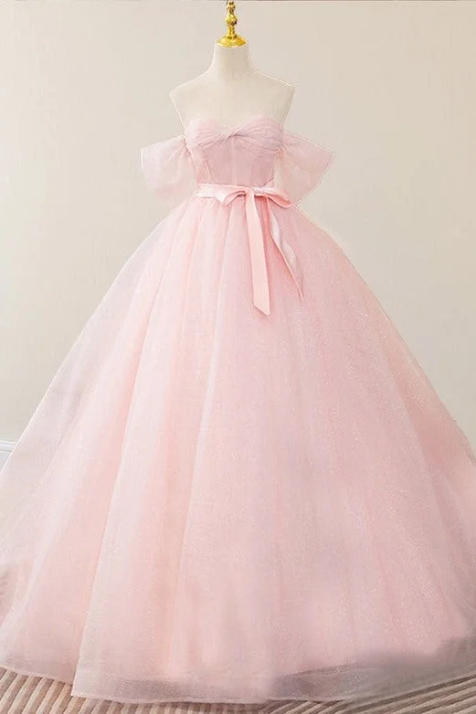 casual summer dressPrincess Pink Tulle Sweetheart  Ball Gown with Belt