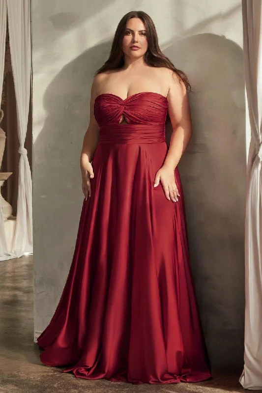 casual evening dressSatin Strapless Kyhole A-Line Open Back Sweetheart Long Evening Dress CD7496C