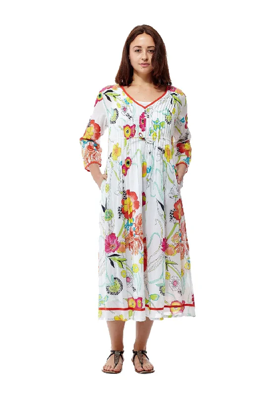 boho-chic dress100% Cotton Floral Print Caftan