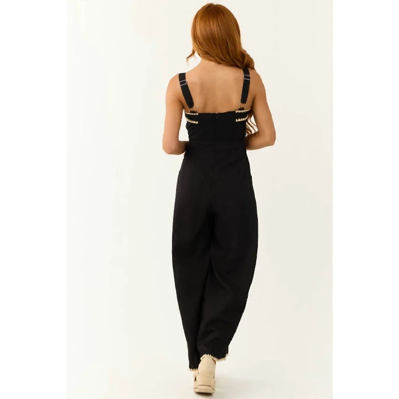 velvet dressEntro - Contrast Square Neck Sleeveless Jumpsuit