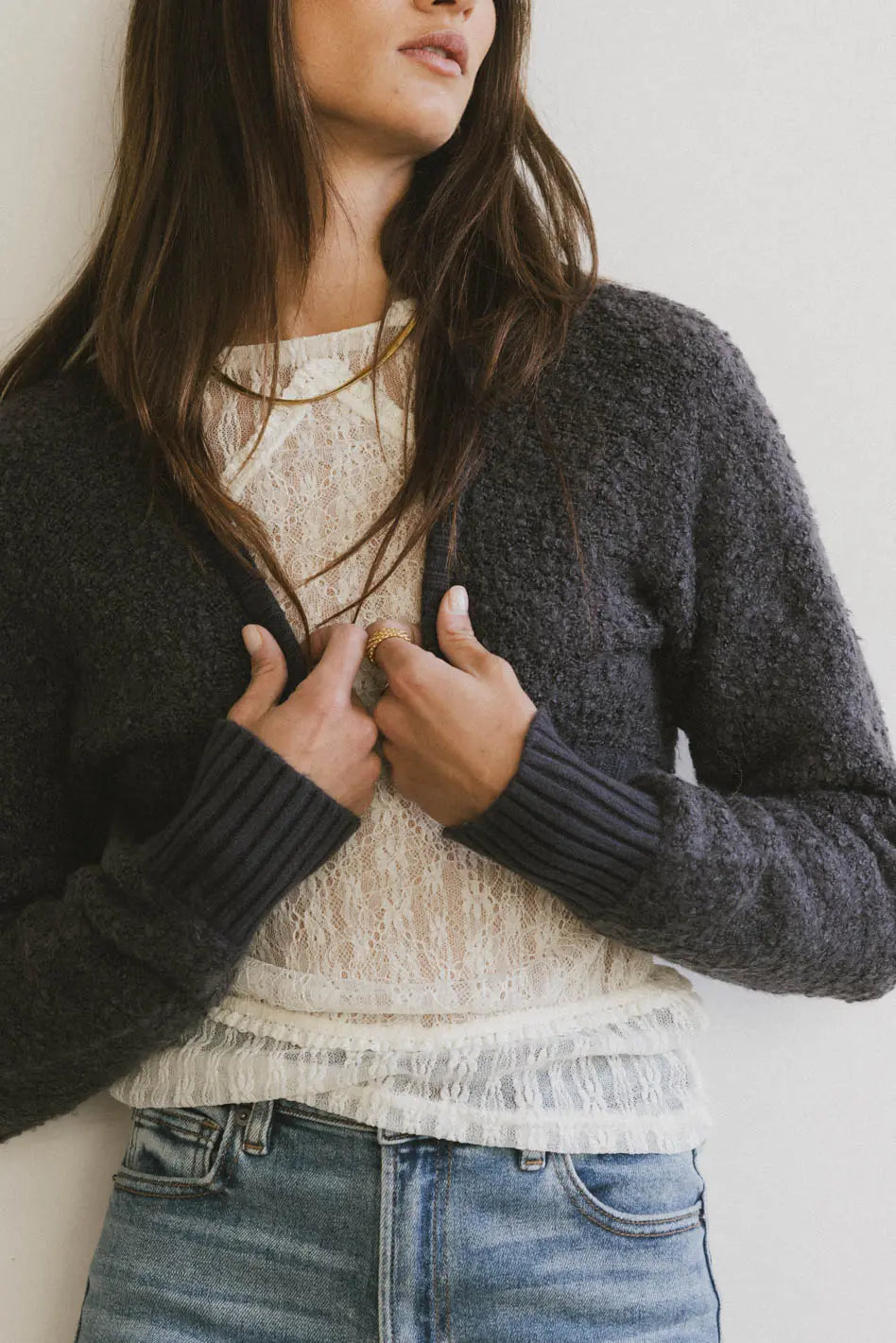 tailored blazer coatWinslow Knit Shrug in Charcoal