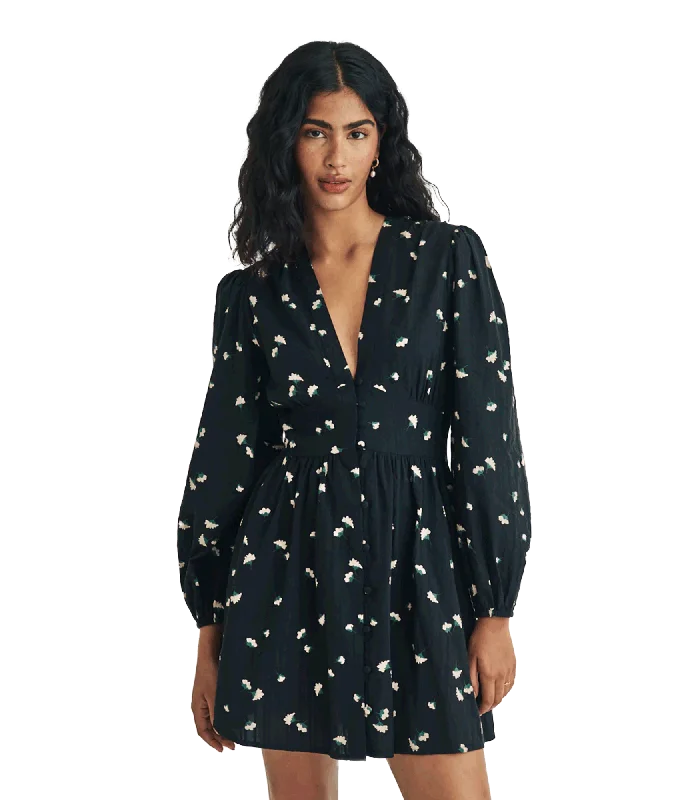 chic coatDitsy Floral Long Sleeve Starlight Mini Dress - Black