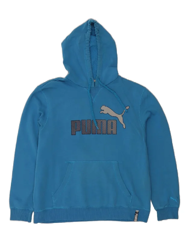 PUMA Mens Graphic Hoodie Jumper XL Blue Cotton