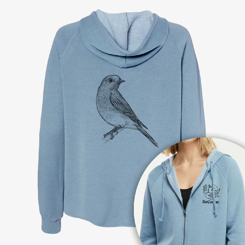 sporty casual hoodieEastern Bluebird - Sialia sialis - Women's Cali Wave Zip-Up Sweatshirt