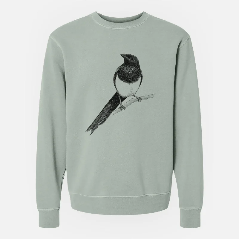 chic fitness hoodieBlack-billed Magpie - Pica hudsonia - Unisex Pigment Dyed Crew Sweatshirt