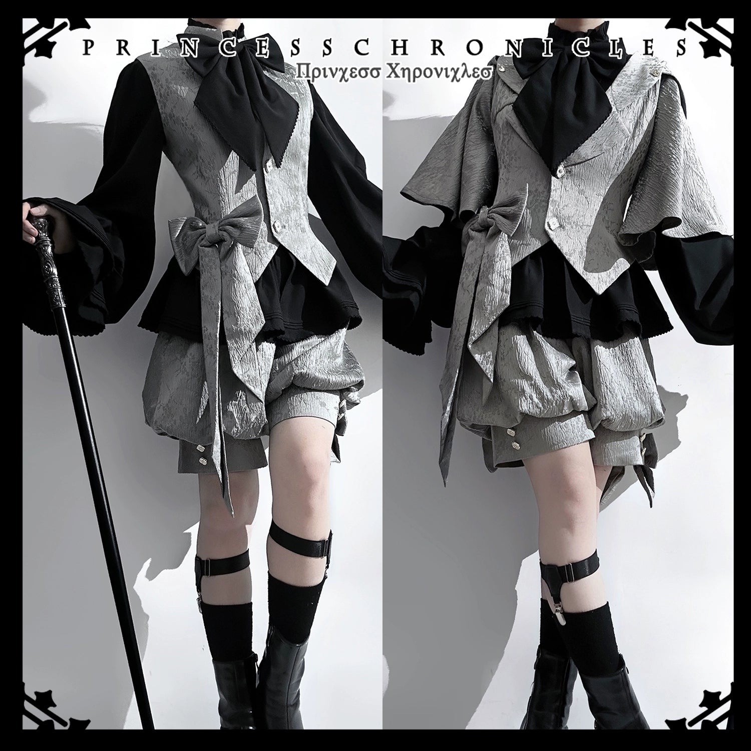 insulated trench coatPrincess Chronicles~Rabbit Hunting Glacier Gray~Vintage Lolita Grey Coat Kawaii Rabbit Ear Set