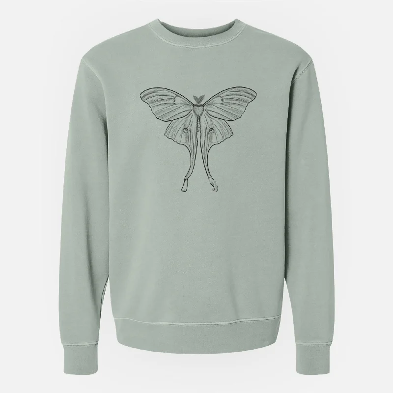 fashion gym hoodieLuna Moth - Actias luna - Unisex Pigment Dyed Crew Sweatshirt