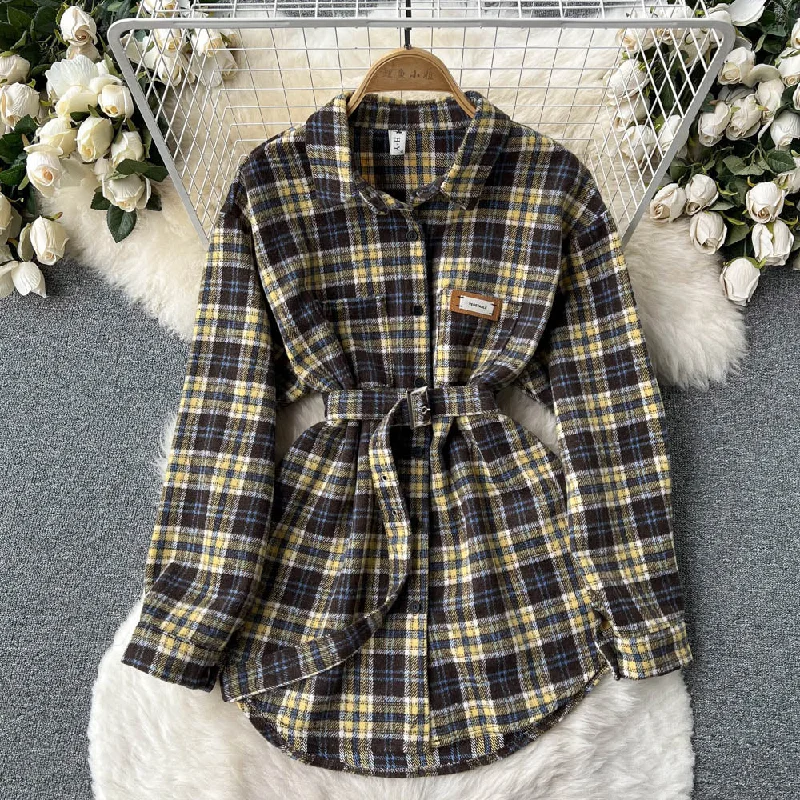 warm jacket2022 new plaid top plaid shirt   S428