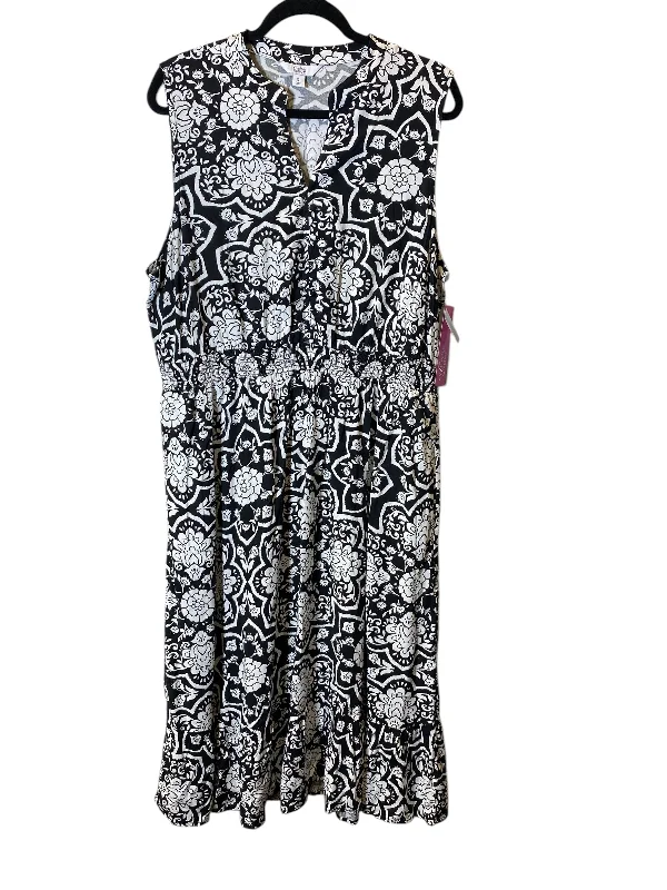 draped dressDress Casual Maxi By Croft And Barrow In Black & White, Size: Xl