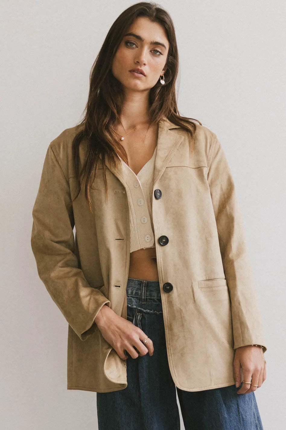 windbreaker jacketRenly Suede Blazer - FINAL SALE