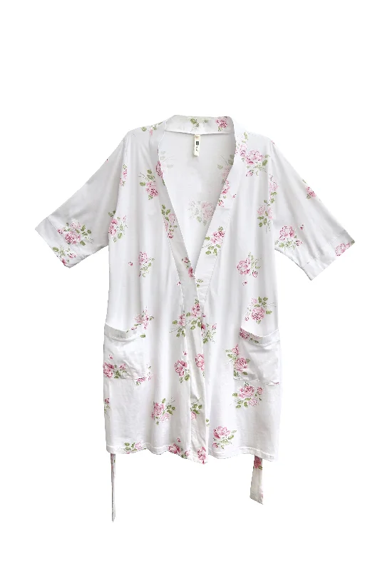 casual evening dressFloral Printed Cotton Knit Robe - Plus Size