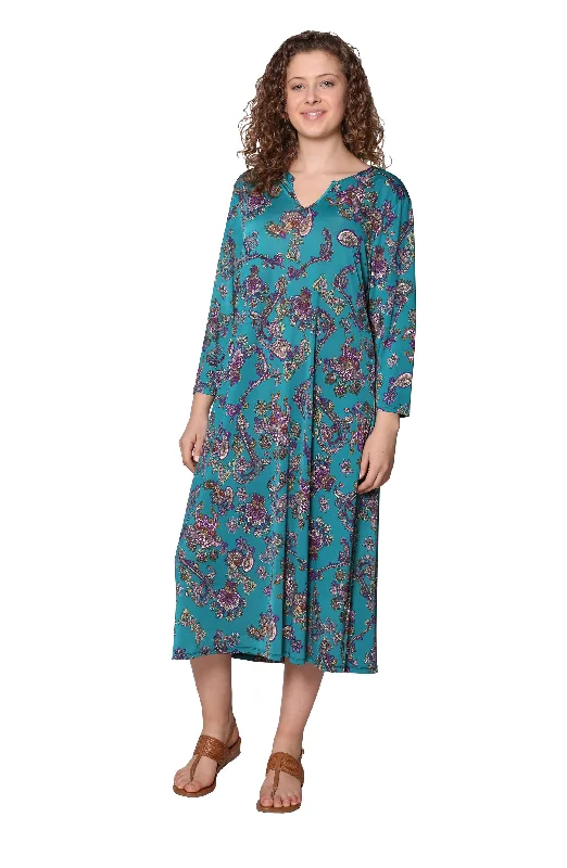 classic fit-and-flare dressLa Cera Paisley Print Long Sleeve Dress