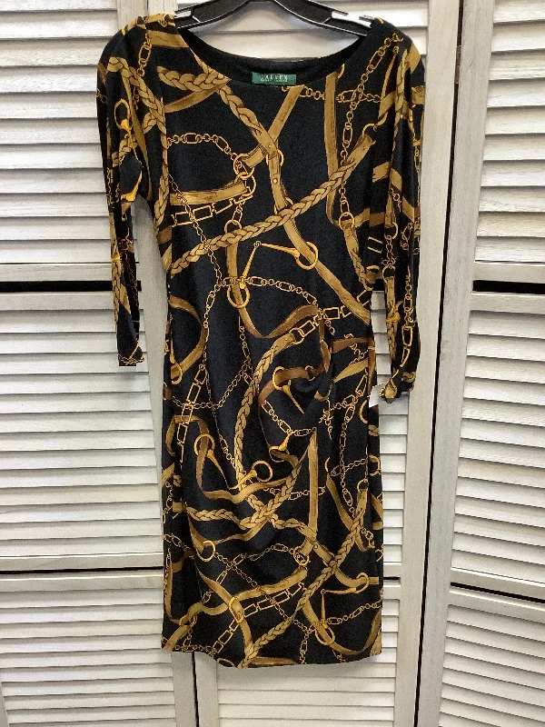 backless dressDress Casual Maxi By Ralph Lauren In Black & Gold, Size: 4