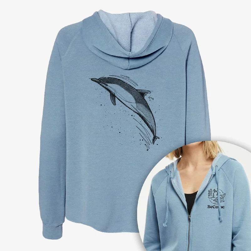 cozy workout hoodieShort-Beaked Common Dolphin - Delphinus delphis - Women's Cali Wave Zip-Up Sweatshirt