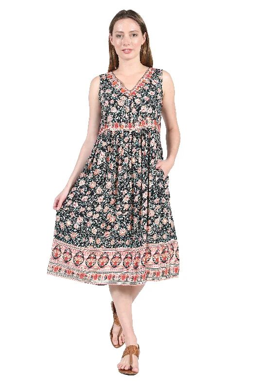 floral wrap dressV-Neckline Empire Waist Border Print Dress