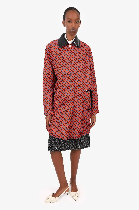 sporty outerwearVersace Red/Black Medusa Logo Print Coat Size 44