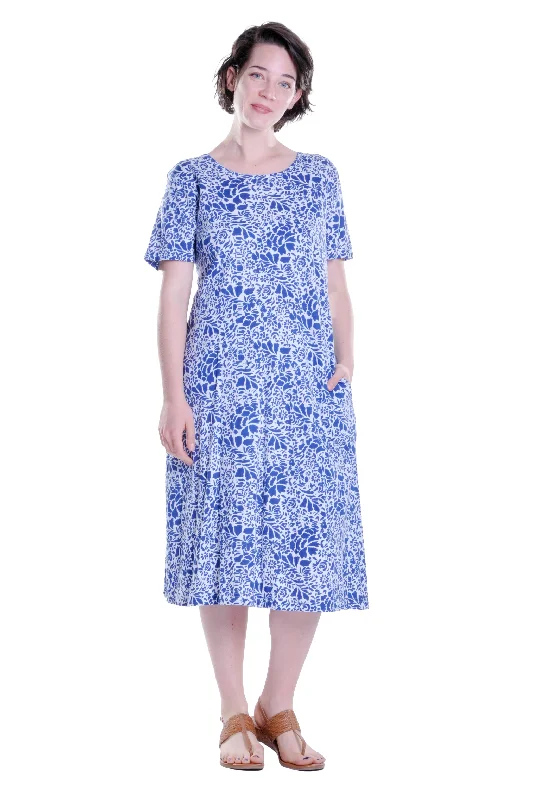 vintage-inspired dressLa Cera Cotton Jersey Knit Floral A-Line Dress