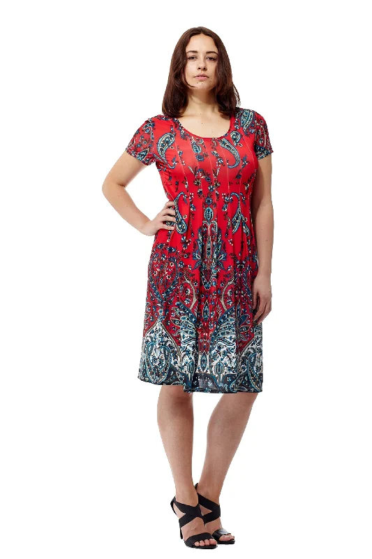 ashionable dressLa Cera Paisley Printed Short Sleeve Dress