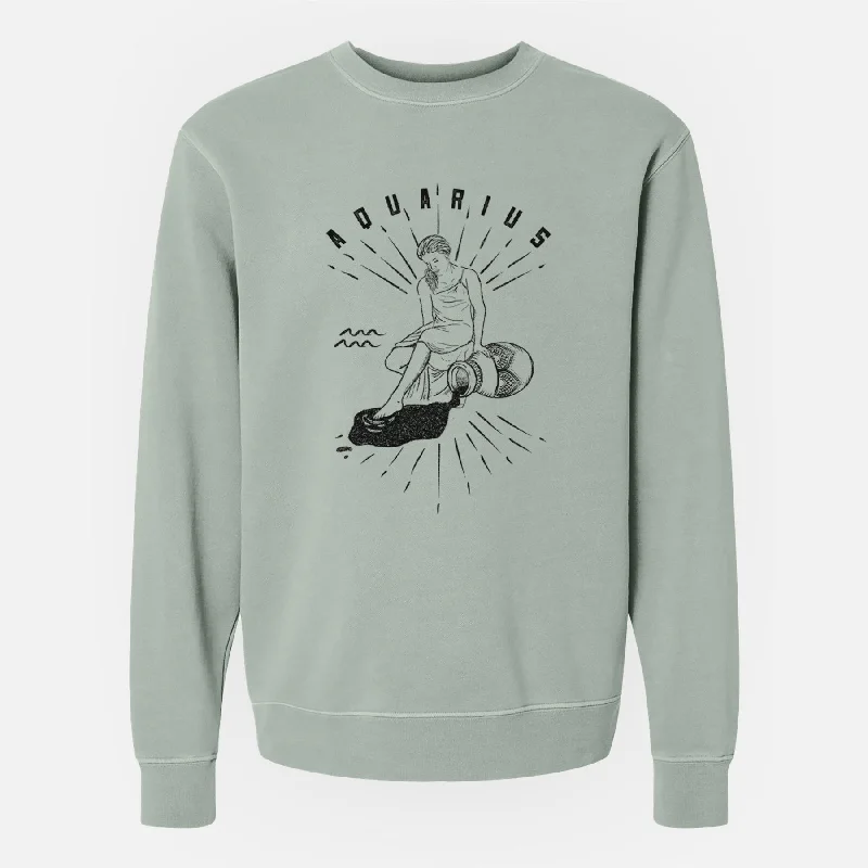 soft gym hoodieAquarius - Water Bearer - Unisex Pigment Dyed Crew Sweatshirt