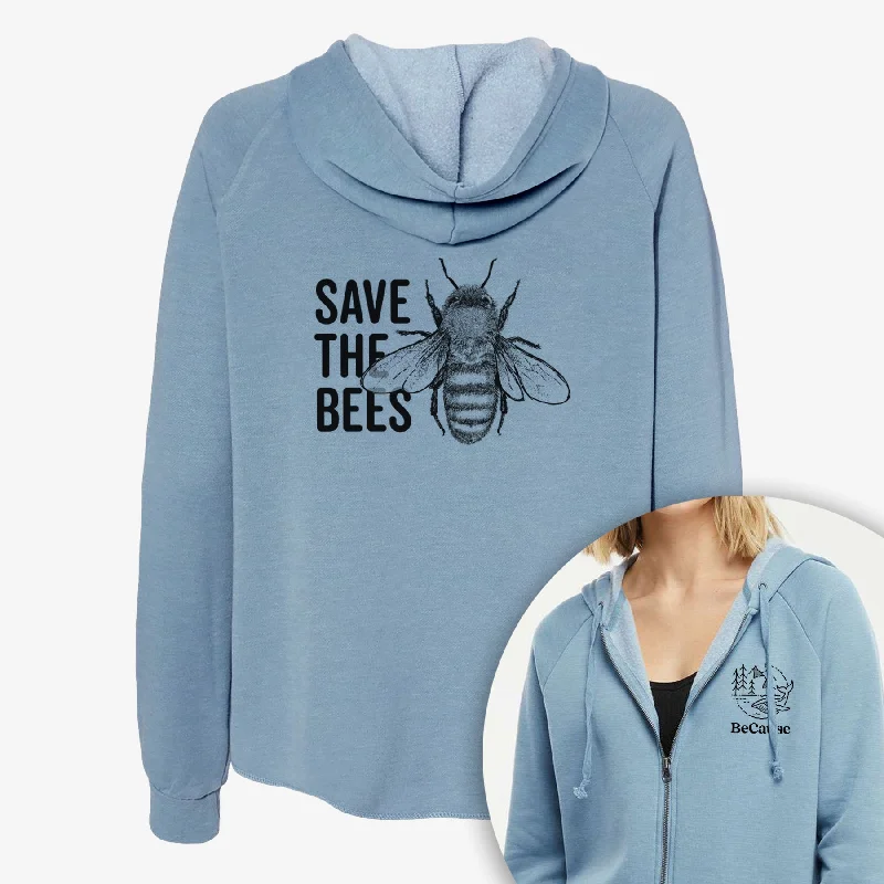 modern sports hoodieSave the Bees - Women's Cali Wave Zip-Up Sweatshirt