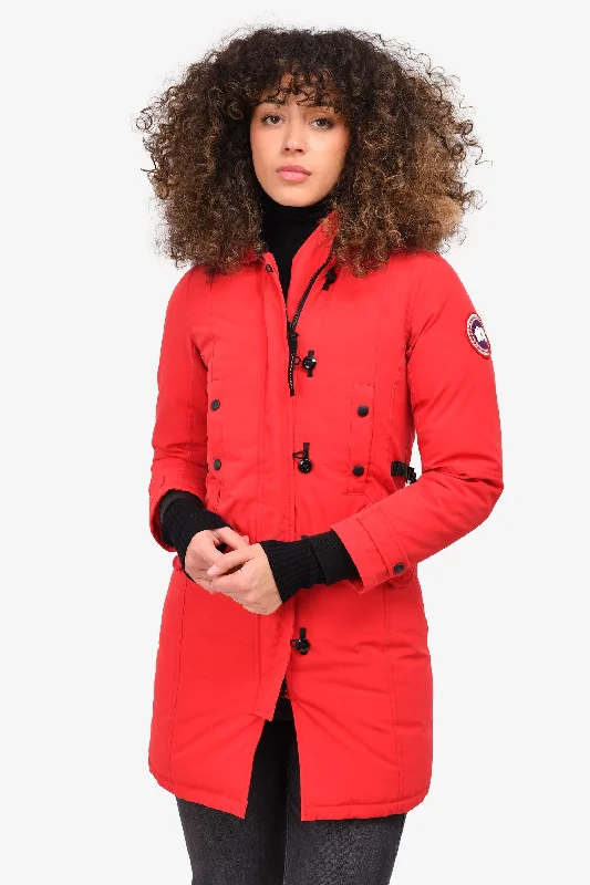 puffer jacketCanada Goose Red Down Jacket with Detachable Fur Hood Size XXS