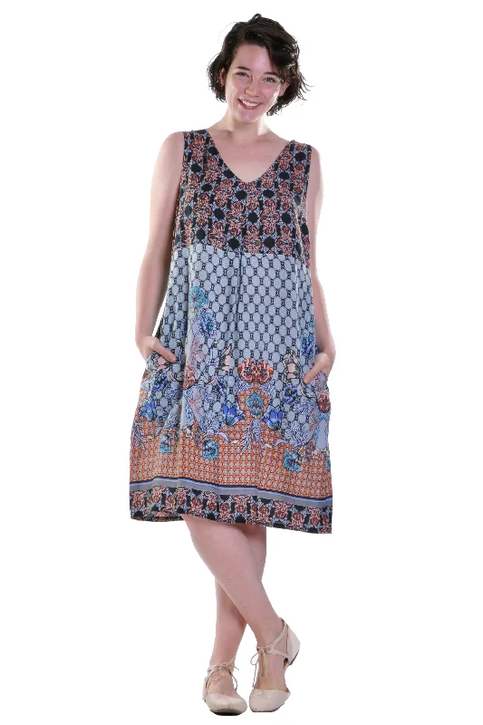 vintage dressLa Cera Multi Print Sleeveless Dress