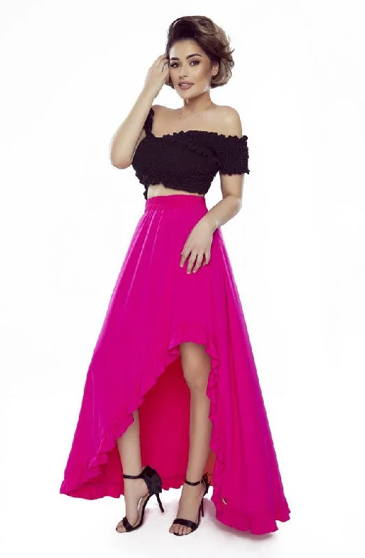 classic fit-and-flare dressBergamo 426-2 Asymmetrical maxi skirt with a frill - fuchsia