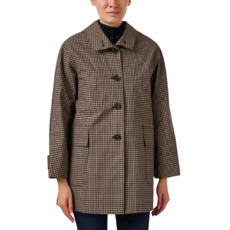 Check Please Trench Coat In Black/tan