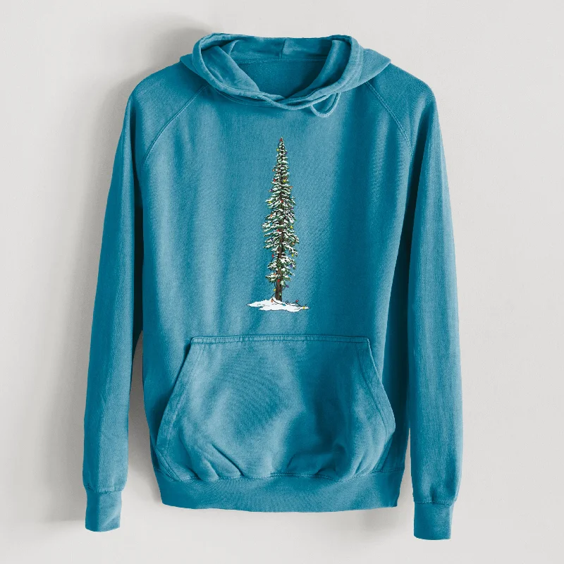 breathable gym hoodieChristmas Redwood Tree  - Mid-Weight Unisex Vintage 100% Cotton Hoodie