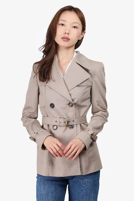 padded puffer coatGucci Beige Double Breasted Short Trench Size 38