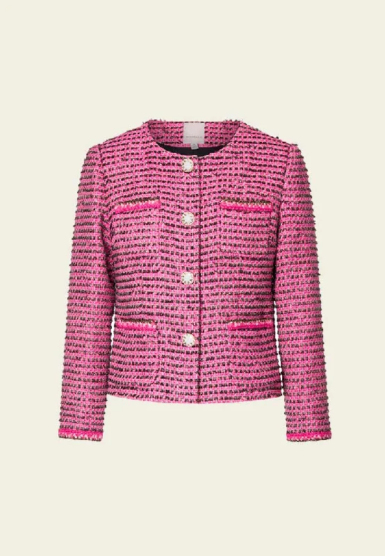 windproof jacketFuchsia Lurex Tweed Short Jacket