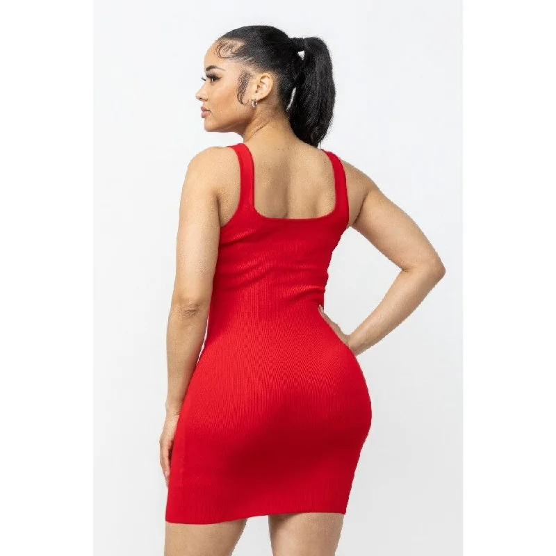 draped dressSleeveless Red Mini Dress