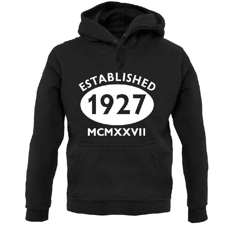 casual streetwear hoodieEstablished 1927 Roman Numerals Unisex Hoodie