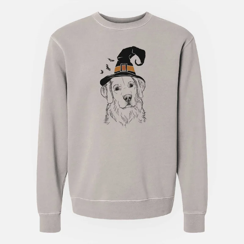 eco-friendly sports hoodieWitch Kula the Golden Retriever - Unisex Pigment Dyed Crew Sweatshirt