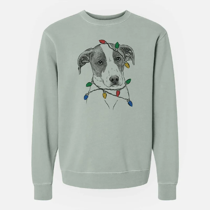 chic active hoodieChristmas Lights Zephyr the Pointer Mix - Unisex Pigment Dyed Crew Sweatshirt