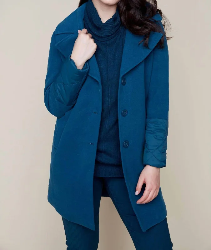 Convertable Pea Coat In Lagooon (Teal)