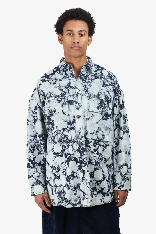 contemporary coatLouis Vuitton 2019 White/Blue Oversize Dorothy in the Poppies Printed Denim Jacket Size S Mens