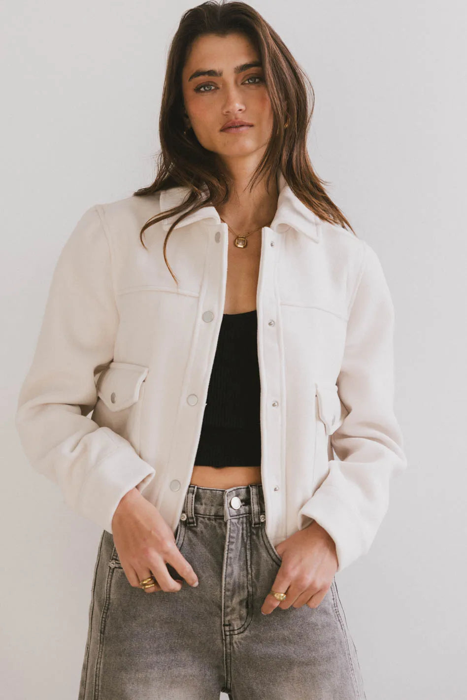 casual coatNina Wool Blend Jacket in Cream - FINAL SALE