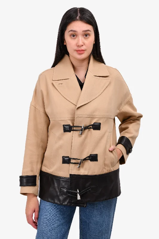 cozy wool-blend coatJason Wu Beige Cotton Leather Toggle Closure Jacket Size 10 (As Is)