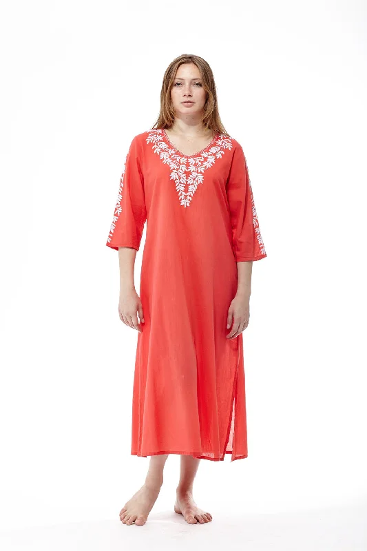 bodycon dressLa Cera 3/4 Quarter Length Sleeve Embroidered Caftan