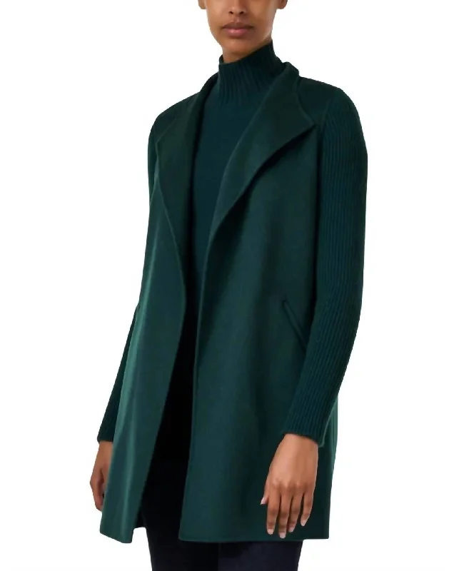 Rib Sleeve Coat In Cypress