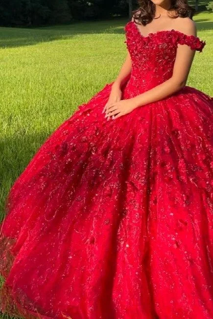 knit dressGorgeous Sweetheart Off The Shoulder Red Quinceanera Dress