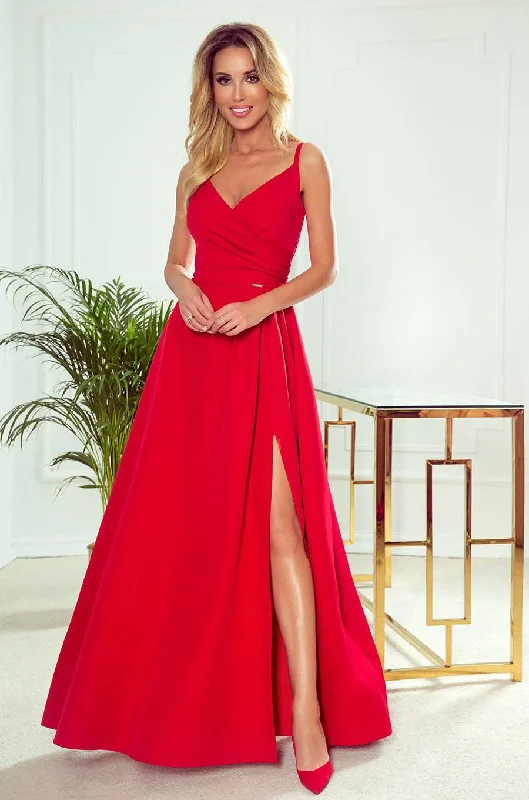 backless dressNumoco 299-1 CHIARA elegant maxi dress with straps - red