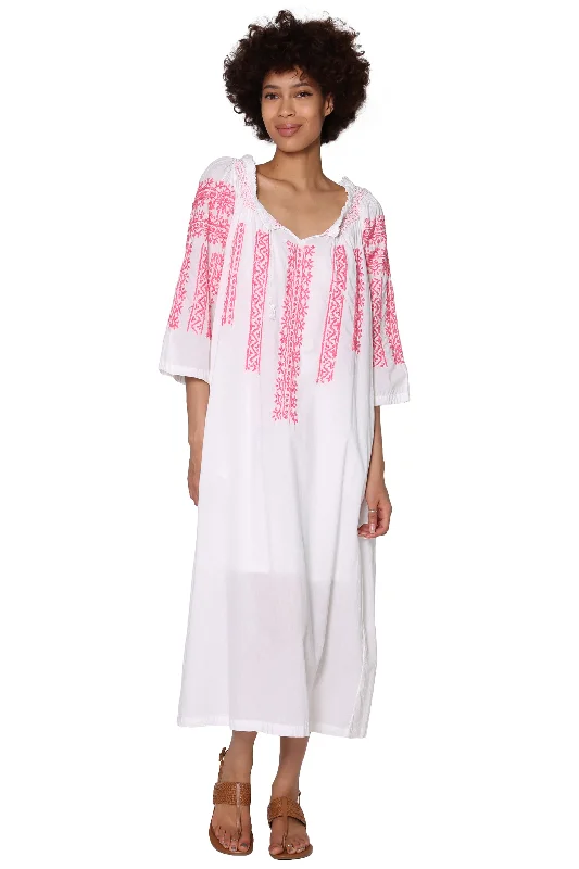 sophisticated dressLa Cera Quarter Length Sleeve Embroidered Caftan