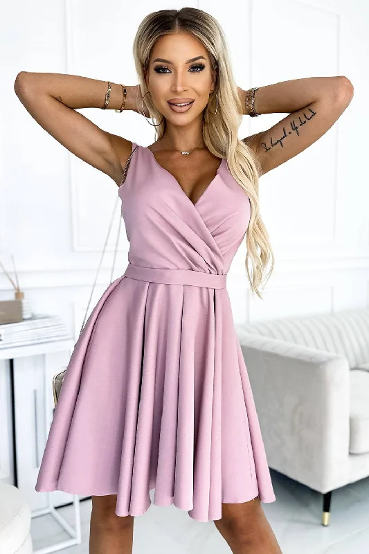 casual day dressNumoco 478-2 MAYA Dress with longer back, neckline and belt - dirty pink